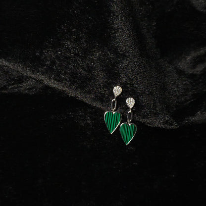 Silver Drop Heart Earrings Small