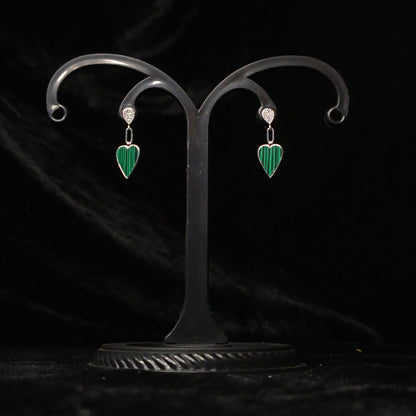 Silver Drop Heart Earrings Small
