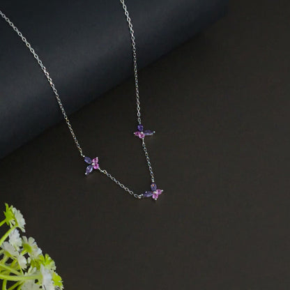 Silver Lilac Wings Necklace