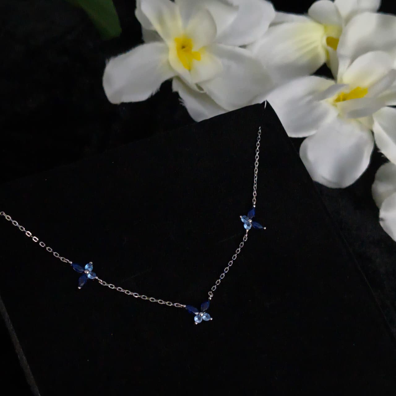 Silver Blue Wings Necklace