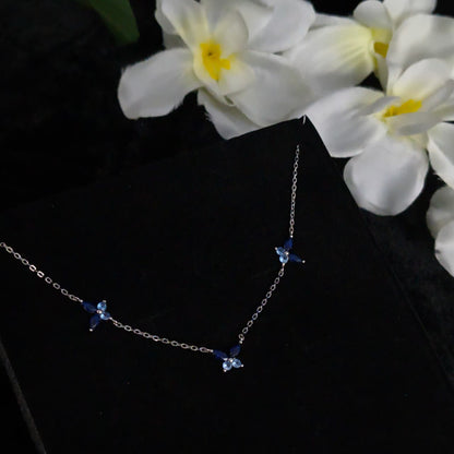 Silver Blue Wings Necklace