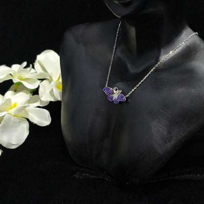 Silver  Purple Monarch Necklace