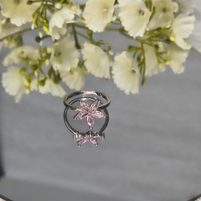 Siver Pink Bloom Ring