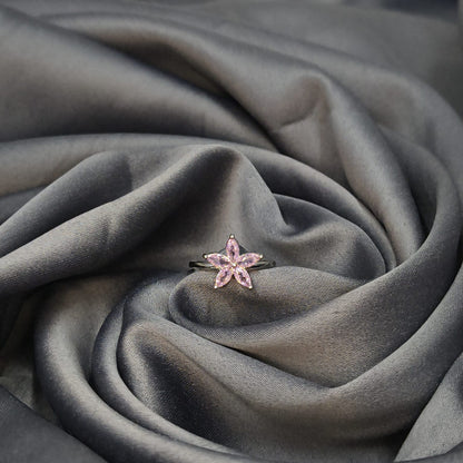 Siver Pink Bloom Ring