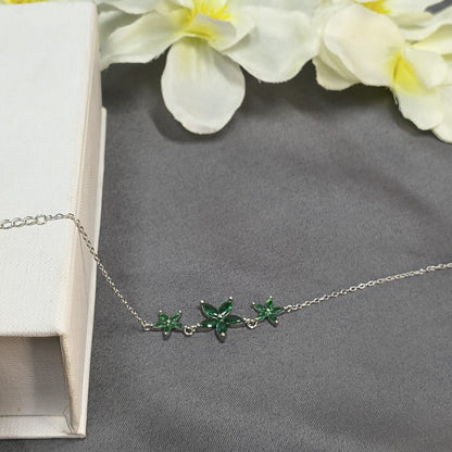 Silver Emerald Bloom Bracelet