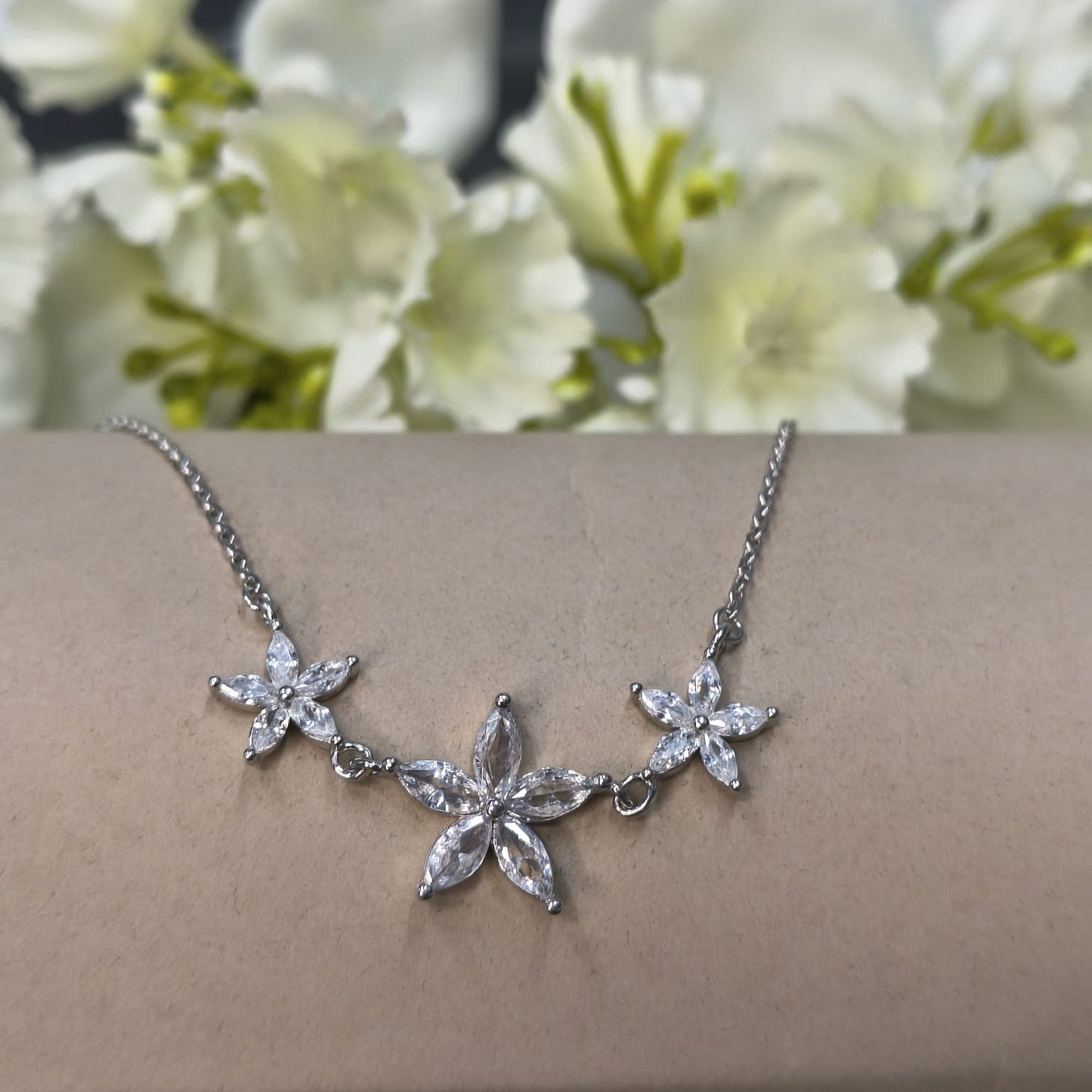 Silver White Bloom Bracelet