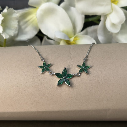 Silver Emerald Bloom Bracelet