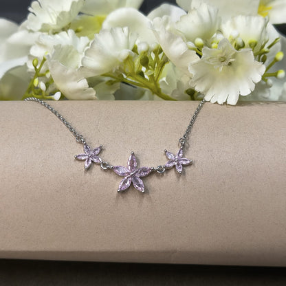 Silver Pink Bloom Bracelet