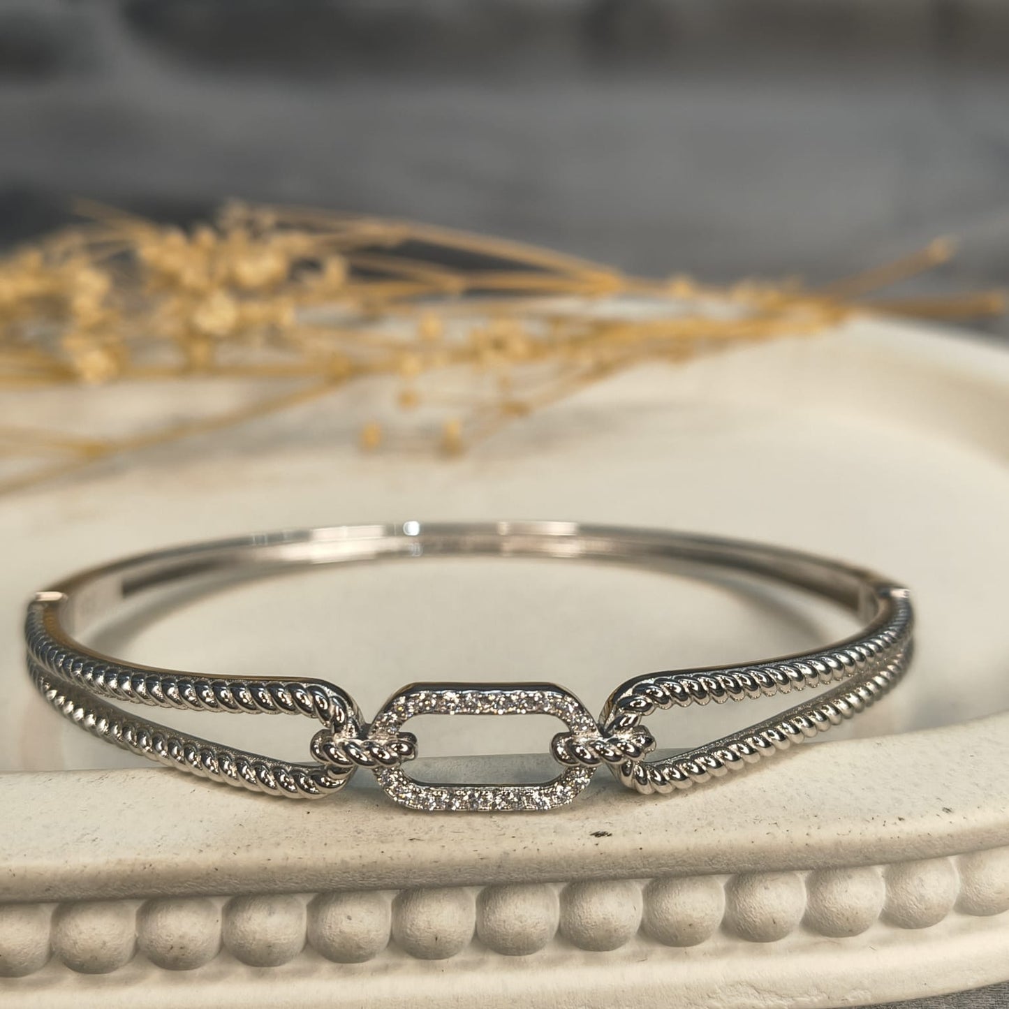 Silver rope‑twisted Modern Bracelet