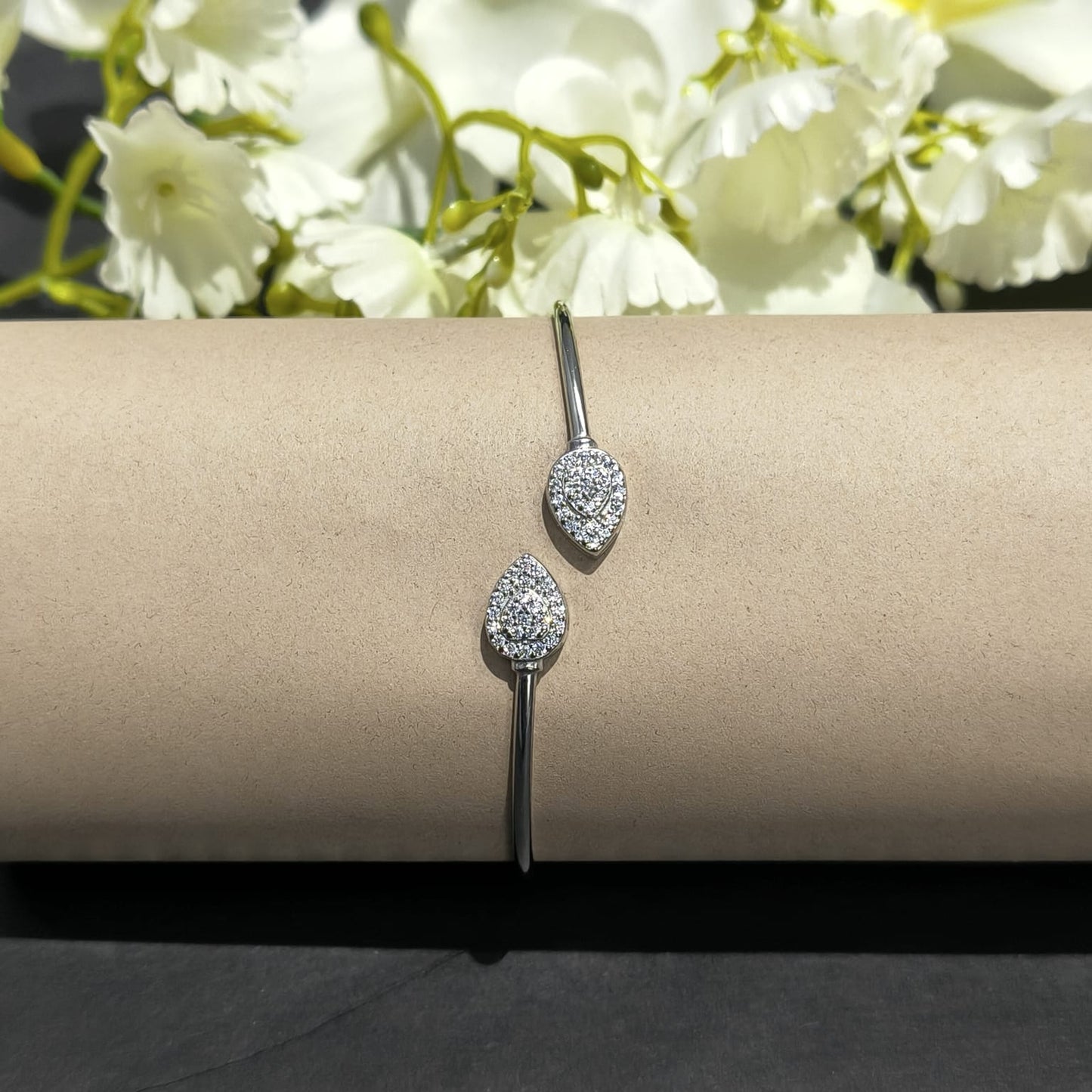 Silver Twin Leaf Bracelet