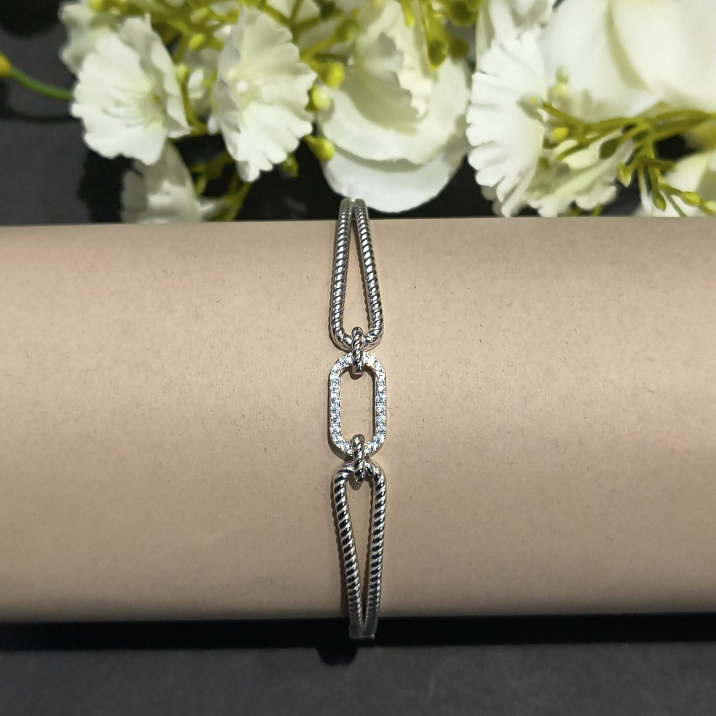 Silver rope‑twisted Modern Bracelet