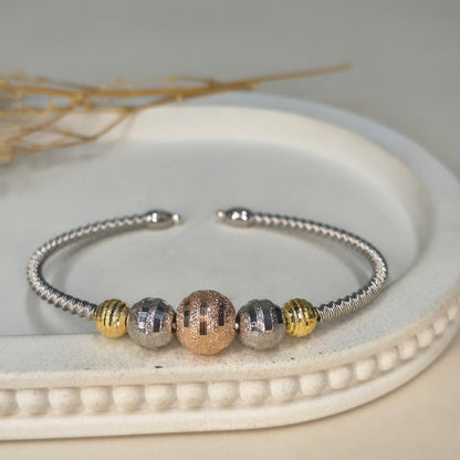 Silver & Gold Bead Wire Bracelet