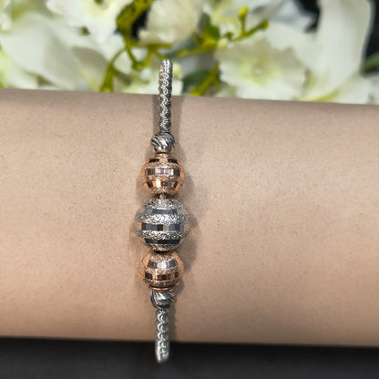 Silver & Rose Gold Bead Wire Bracelet