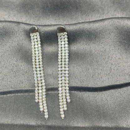 Silver Dual Strip Cubic Zirconia Modern Earring