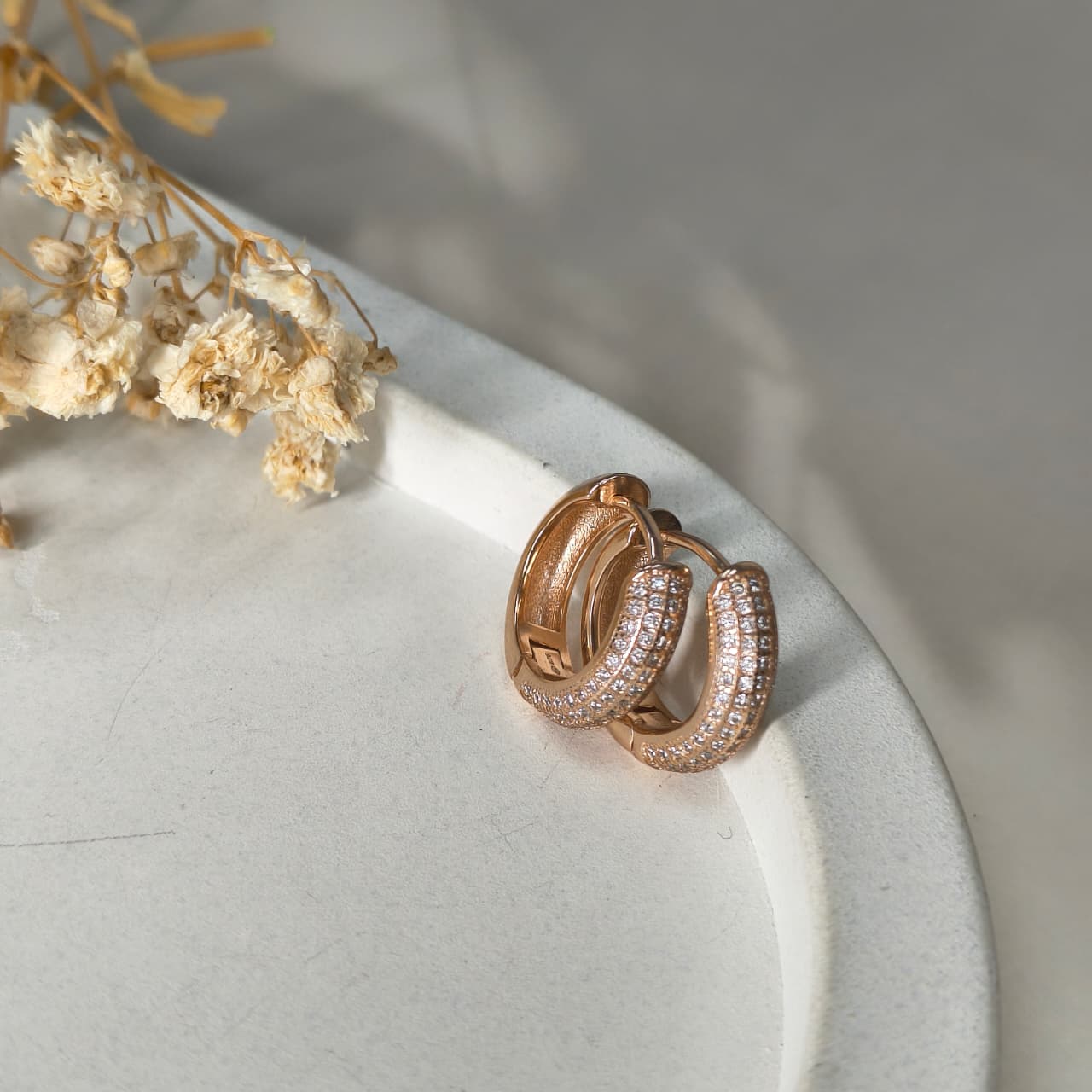 Rose Gold Plated Silver Minimal Zircon Earring