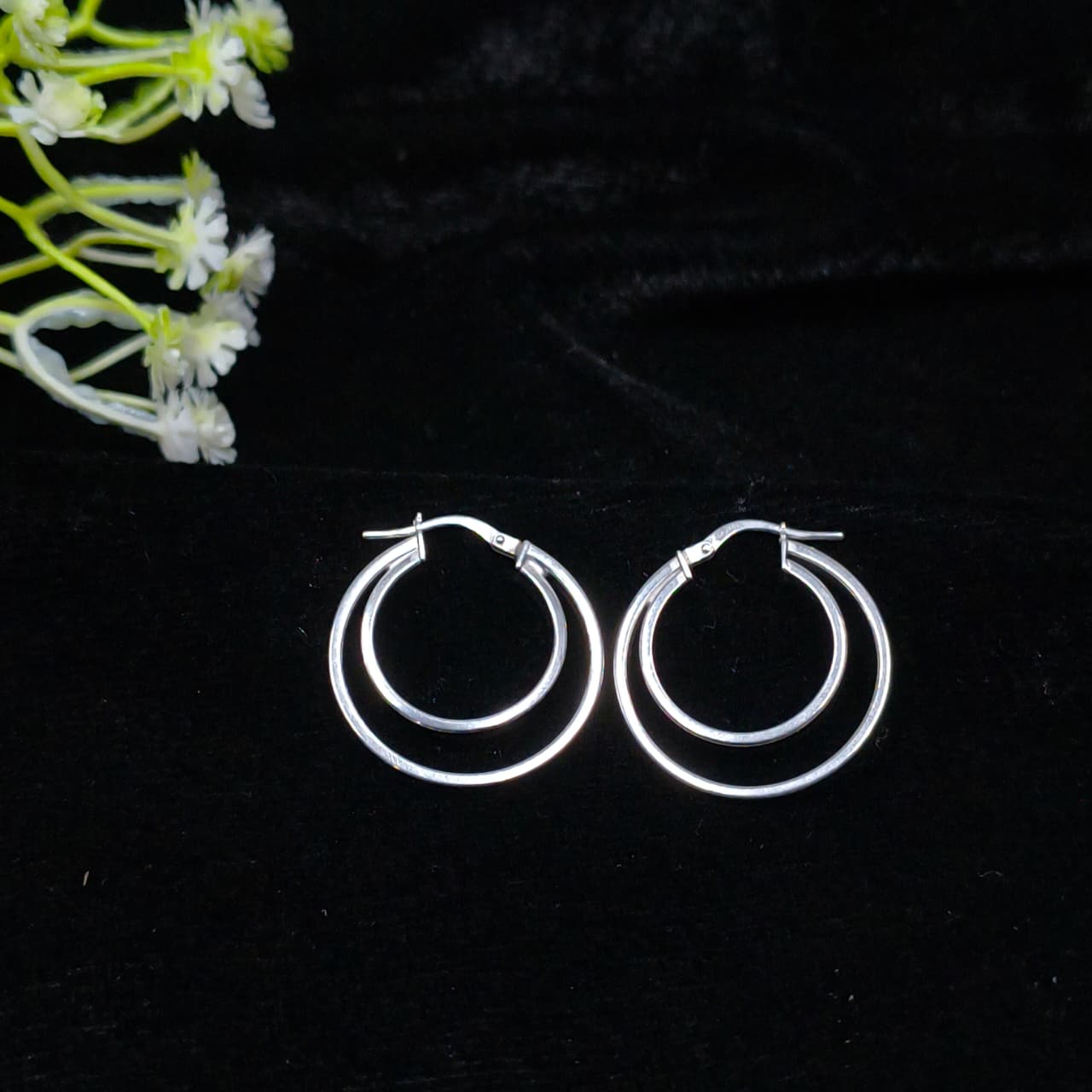 Silver Twin Circle Modern Earring