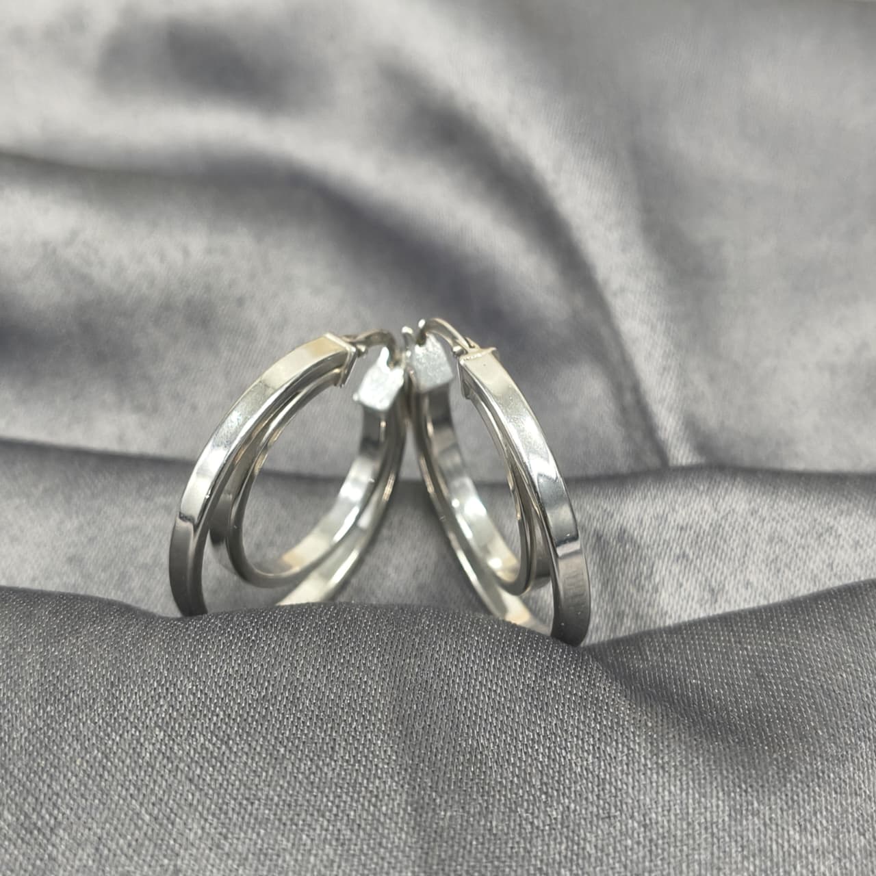 Silver Twin Circle Modern Earring