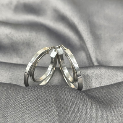 Silver Twin Circle Modern Earring