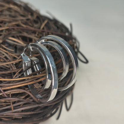 Silver Twin Circle Modern Earring