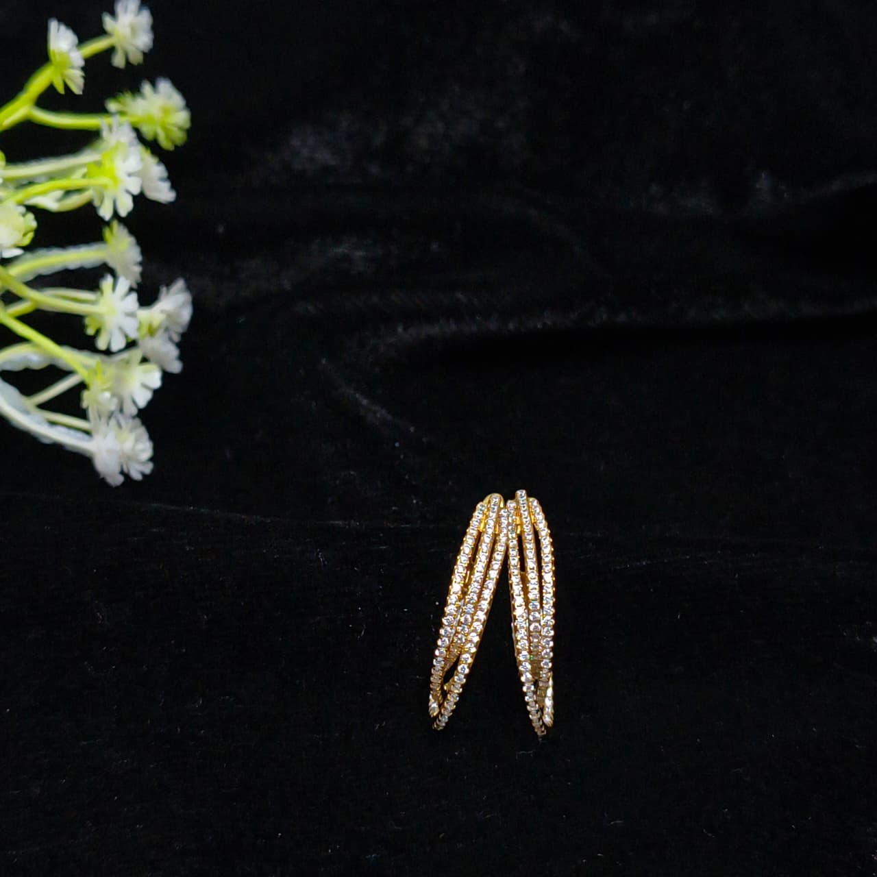 Gold Plated Silver Beaded Luxe Hoop Earrings