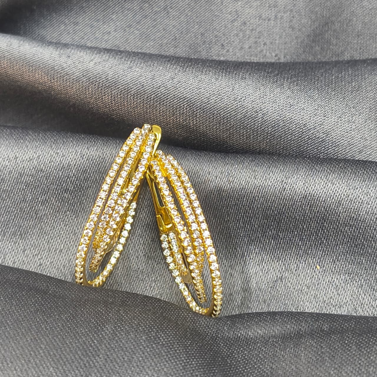 Gold Plated Silver Beaded Luxe Hoop Earrings