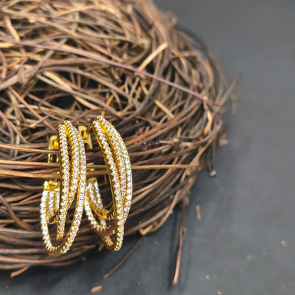 Gold Plated Silver Beaded Luxe Hoop Earrings