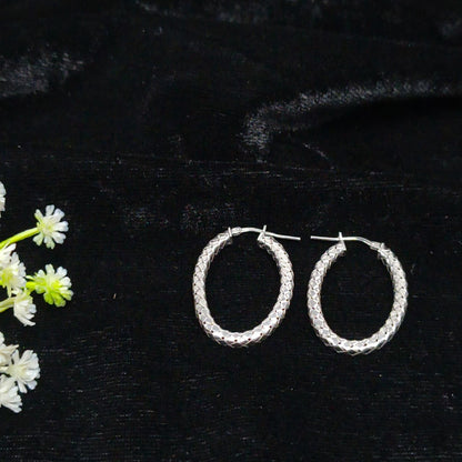 Silver Rope Twist Minimal Hoop Earrings