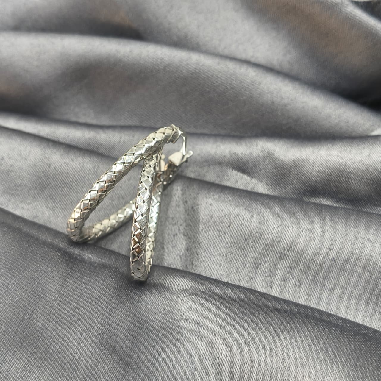 Silver Rope Twist Minimal Hoop Earrings