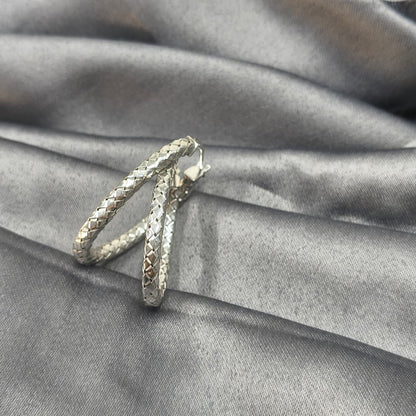 Silver Rope Twist Minimal Hoop Earrings