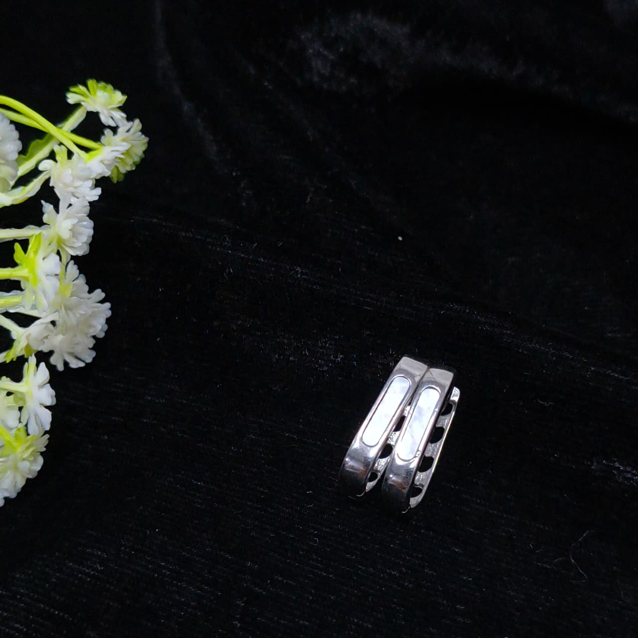 Silver Modern Rectangle & Heart Earring