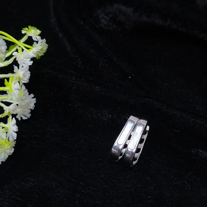 Silver Modern Rectangle & Heart Earring