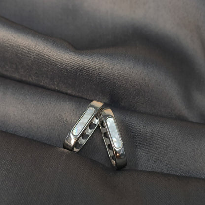 Silver Modern Rectangle & Heart Earring