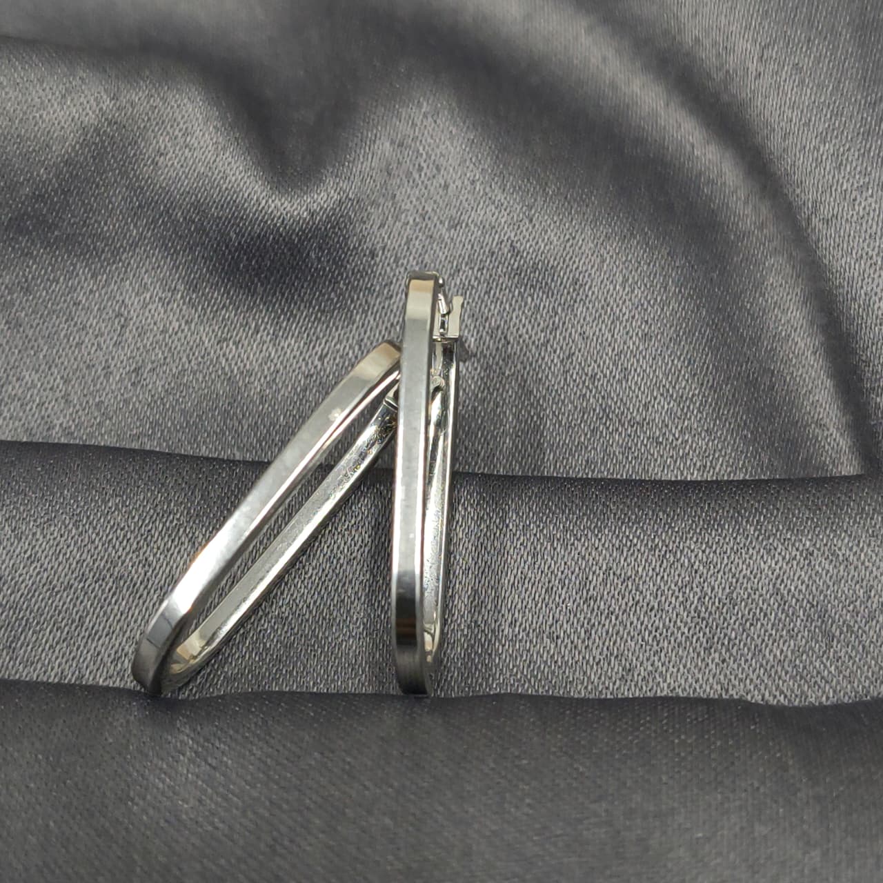 Silver Minimalist Rectangle Hoop Earring