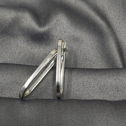 Silver Minimalist Rectangle Hoop Earring