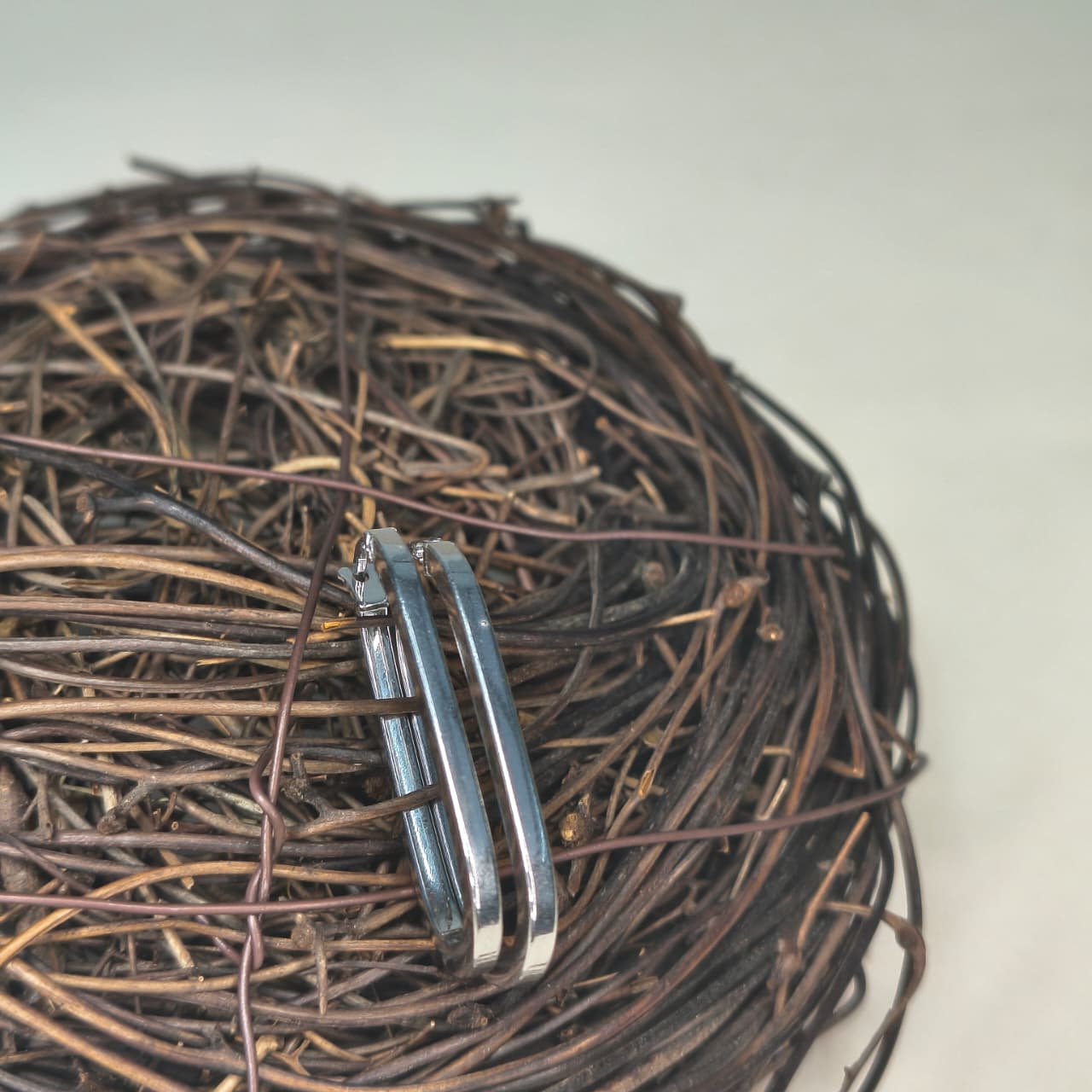 Silver Minimalist Rectangle Hoop Earring