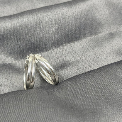 Silver Twin Twisted Round Earring