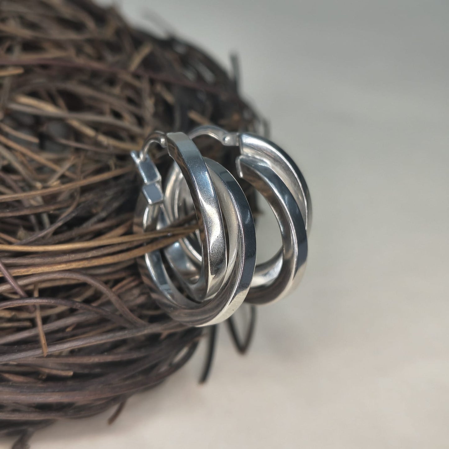 Silver Twin Twisted Earring