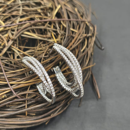 Silver Modern Luxe Hoop Earrings