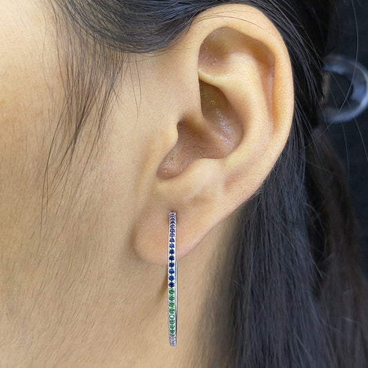 Silver Multicolour Zircon Hoop Earrings