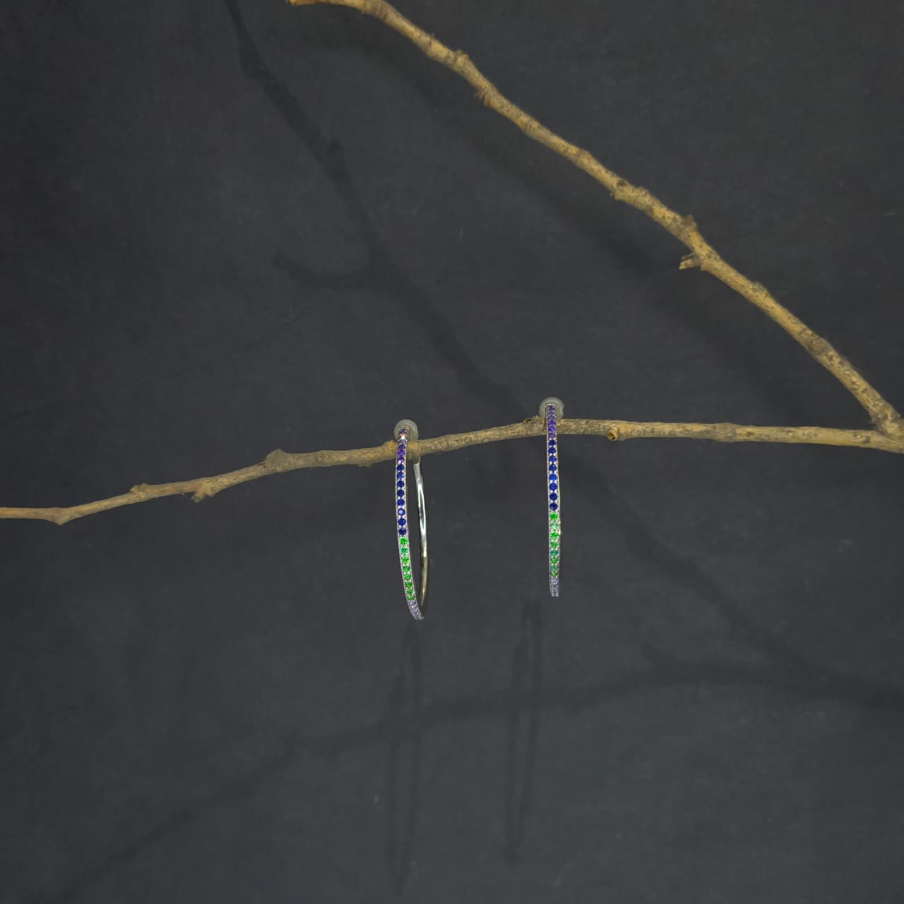 Silver Multicolour Zircon Hoop Earrings