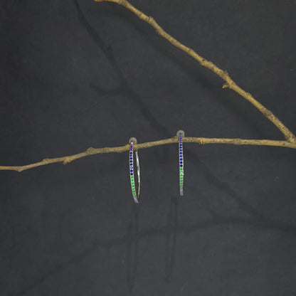 Silver Multicolour Zircon Hoop Earrings