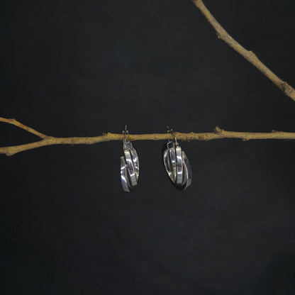Silver Twin Twisted Earring