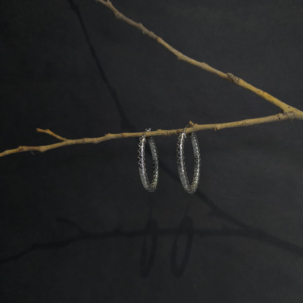 Silver Rope Twist Minimal Hoop Earrings