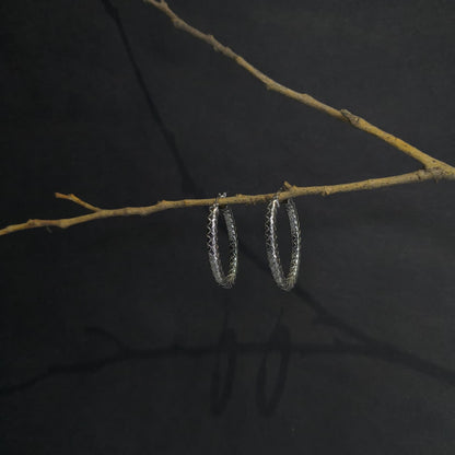 Silver Rope Twist Minimal Hoop Earrings