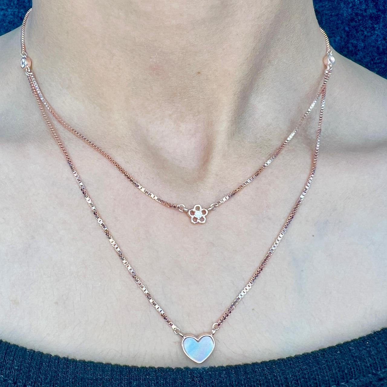 Rose Gold Plated Stacking Heart Necklace Set