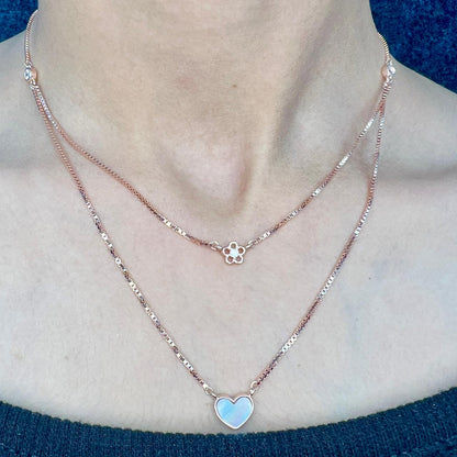 Rose Gold Plated Stacking Heart Necklace Set