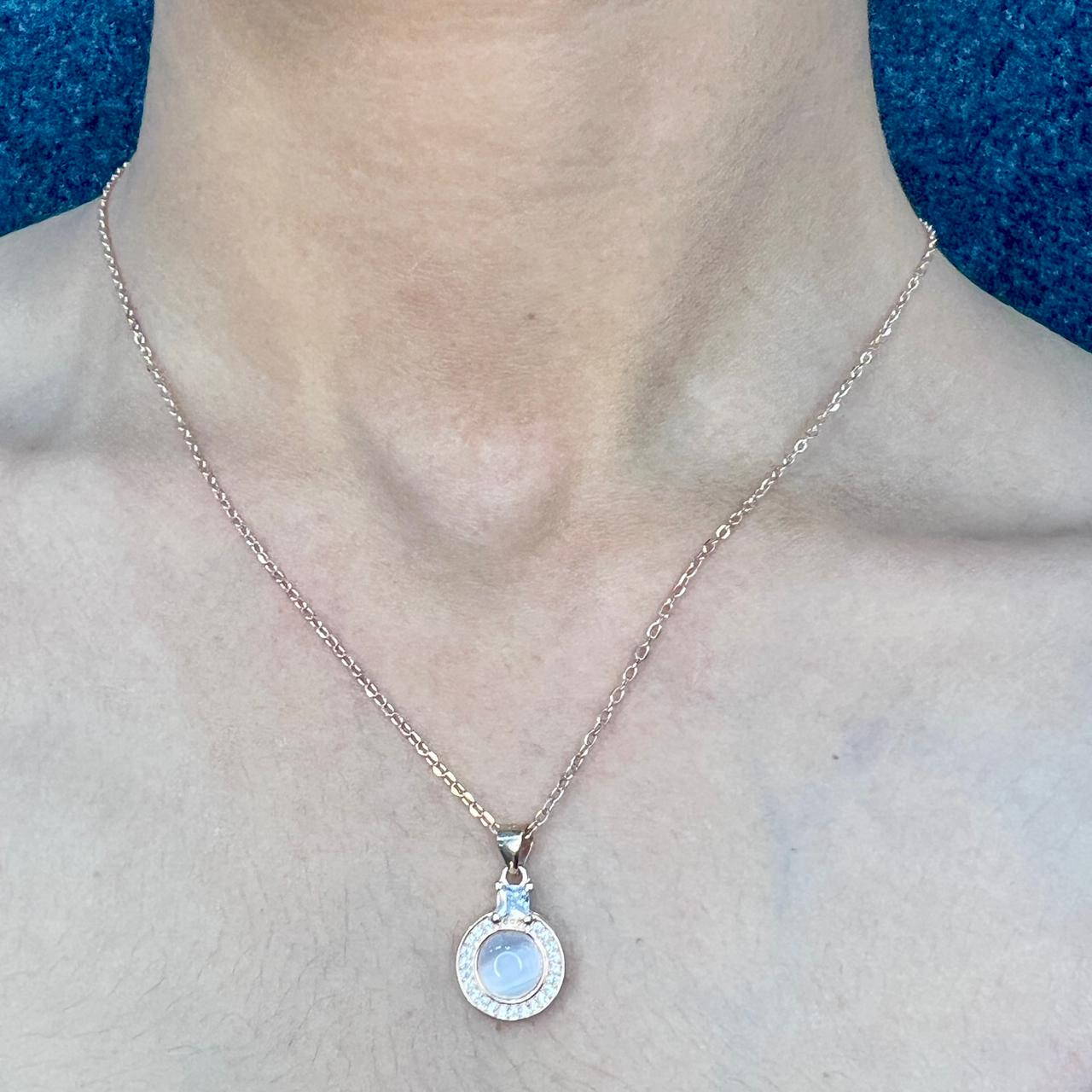 Rose Gold Plated pearl halo Necklace Set