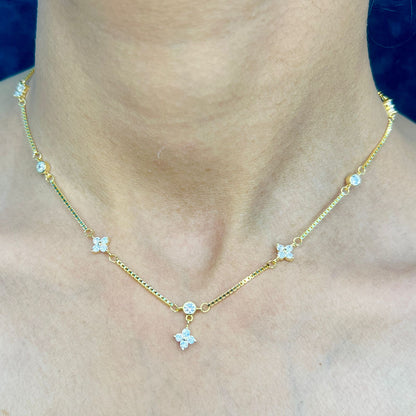 Gold Plated Tiny Bloom Drop Necklace Set