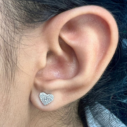 Silver Layered Pave Heart Necklace Set