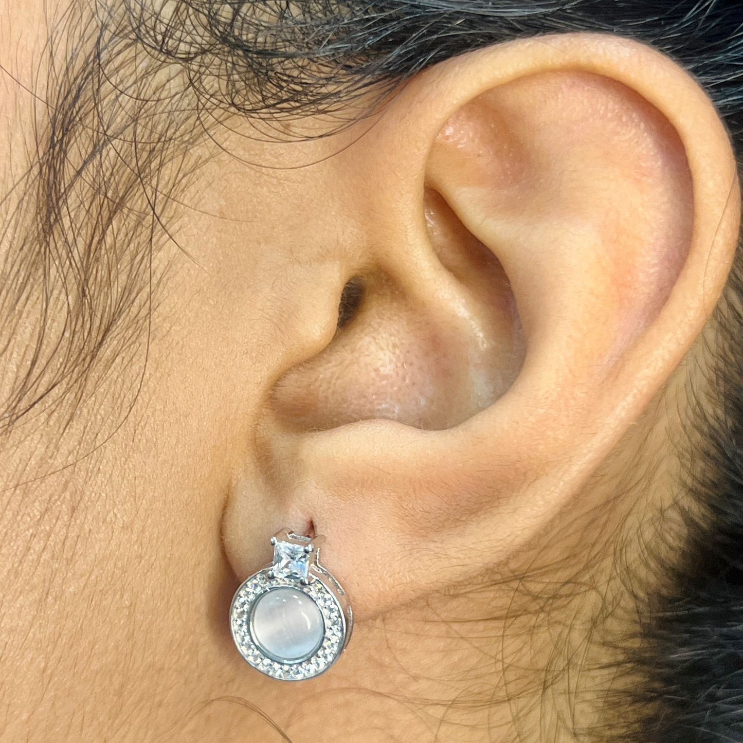 Silver Pearl Halo Necklace Set